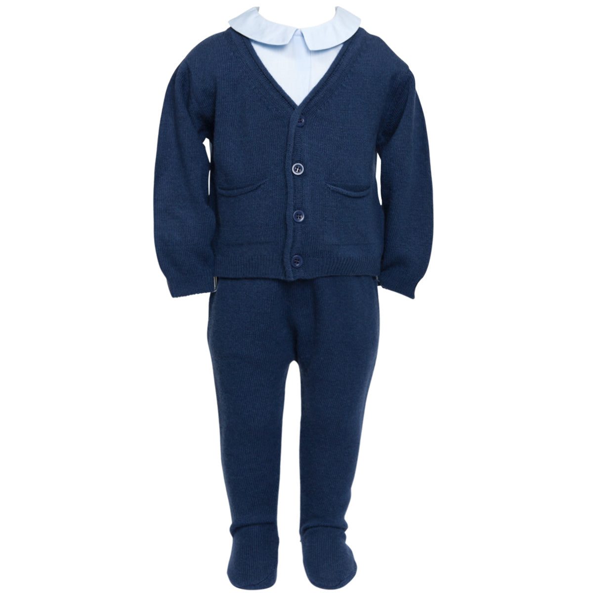 Cardigan and Pant Set Wool Navy